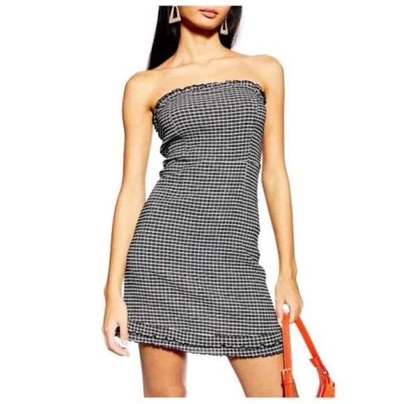 Topshop Gingham Strapless Dress - Picture 2 of 4